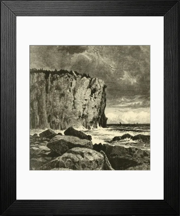 Framed Print : Cliff near Beaver Bay, 1872. Creator: William Hart Framed Print : Cliff near Beaver Bay, 1872. Creator: William Hart