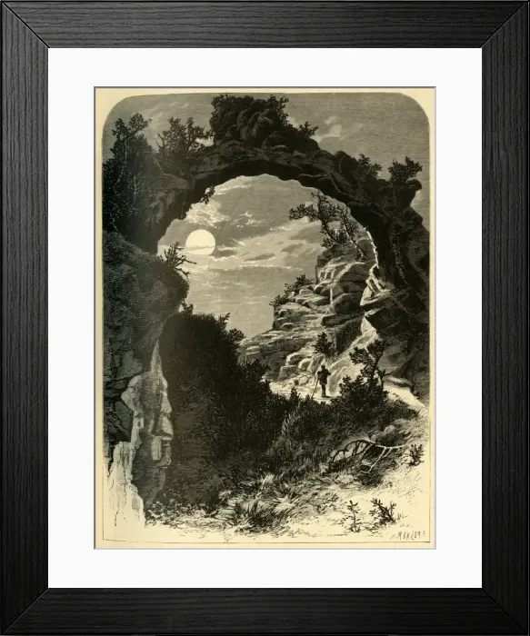 Framed Print : Arched Rock by Moonlight, 1872. Creator: A. Measom Framed Print : Arched Rock by Moonlight, 1872. Creator: A. Measom