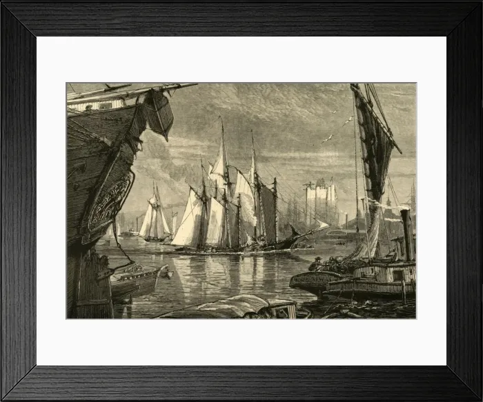 Framed Print : Scene on the East River, 1874. Creator: Harry Fenn Framed Print : Scene on the East River, 1874. Creator: Harry Fenn