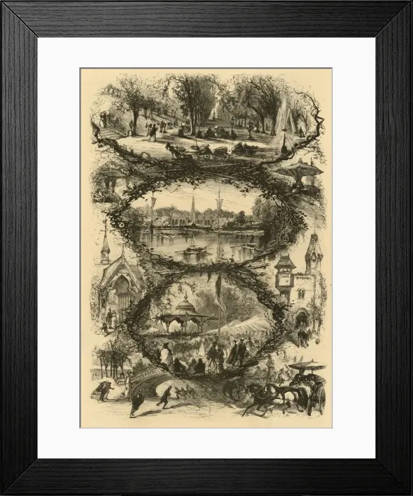 Framed Print : Scenes in Central Park, 1874. Creator: Unknown Framed Print : Scenes in Central Park, 1874. Creator: Unknown