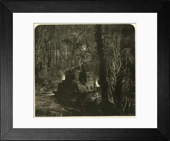Framed Print : Ascending the Ocklawaha River at Night, 1872. Creator: Frederick William Quartley Framed Print : Ascending the Ocklawaha River at Night, 1872. Creator: Frederick William Quartley
