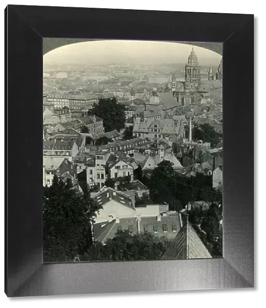 Mainz, Germany, from St. Stephens Church - View N. E. across the Rhine to the Village of Castel