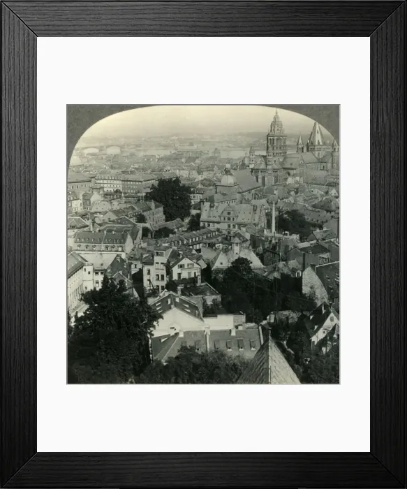 Framed Print : Mainz, Germany, from St. Stephens Church - View N. E. across the Rhine to the Village of Castel Framed Print : Mainz, Germany, from St. Stephens Church - View N. E. across the Rhine to the Village of Castel