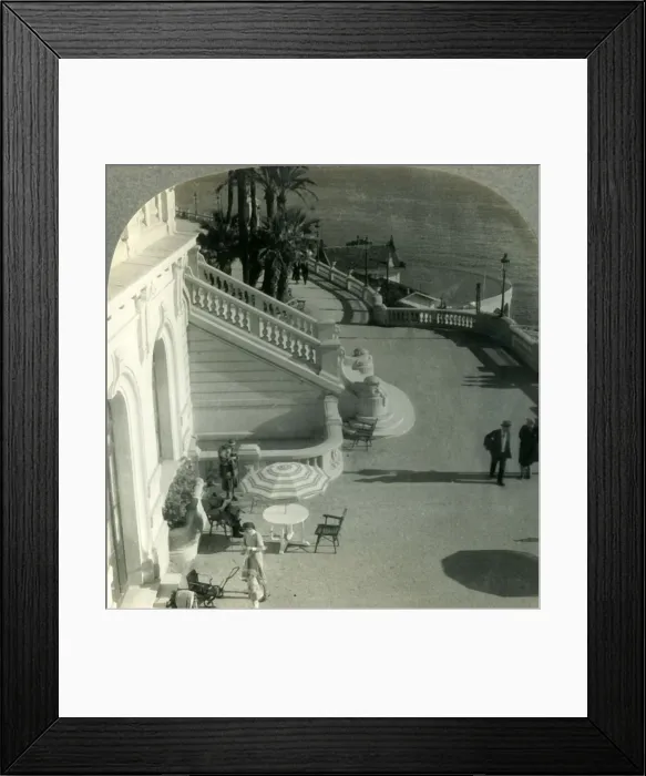 Framed Print : A Palm-lined Terrace along the Promenade de Anglais, Nice on the Riviera, France, c1930s