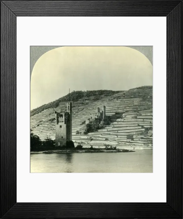 Framed Print : The Mouse Tower and Ehrenfels Castle on the Rhine, Germany, c1930s. Creator: Unknown Framed Print : The Mouse Tower and Ehrenfels Castle on the Rhine, Germany, c1930s. Creator: Unknown