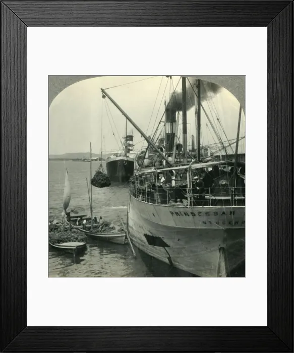 Framed Print : Loading Bananas on Ship in Harbor, Santos, Brazil, c1930s. Creator: Unknown Framed Print : Loading Bananas on Ship in Harbor, Santos, Brazil, c1930s. Creator: Unknown