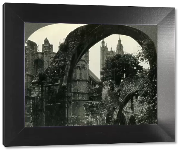 The Central Tower of Canterbury Cathedral seen through Arch of the Ruins, Canterbury