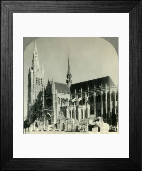 Framed Print : The New Cathedral of St. Martins and the Cloth Hall Ruins, Ypres, Belgium, c1930s Framed Print : The New Cathedral of St. Martins and the Cloth Hall Ruins, Ypres, Belgium, c1930s