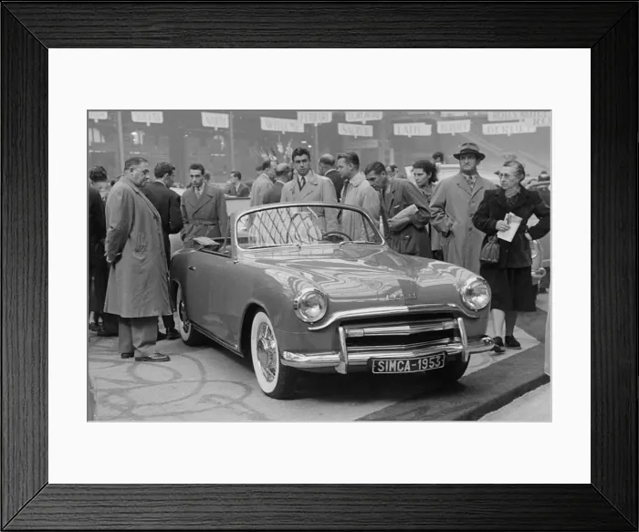 Framed Print : 1953 Simca 8 Sport at motor show. Creator: Unknown Framed Print : 1953 Simca 8 Sport at motor show. Creator: Unknown