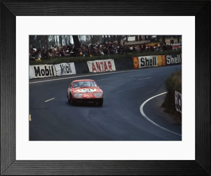 Framed Print : Austin - Healey Sprite, Baker - Hedges 1967, Le Mans 24 hour race. Creator: Unknown