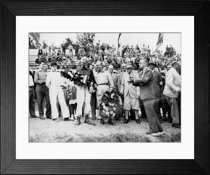 Framed Print : Mike Hawthorn, Giuseppe Farina, Guy Sale, Sir James Scott Douglas 1953 Spa 24 hr race Framed Print : Mike Hawthorn, Giuseppe Farina, Guy Sale, Sir James Scott Douglas 1953 Spa 24 hr race