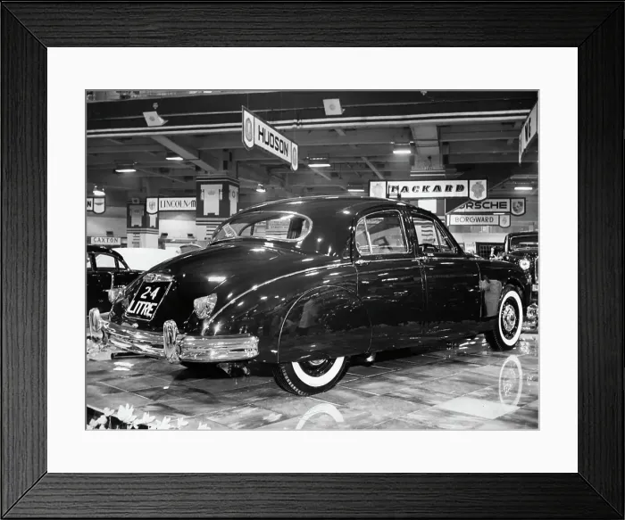 Framed Print : Jaguar 2. 4 litre at Motor Show 1955. Creator: Unknown Framed Print : Jaguar 2. 4 litre at Motor Show 1955. Creator: Unknown
