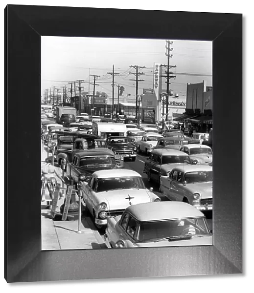 Traffic congestion in USA, 1950 s. Creator: Unknown
