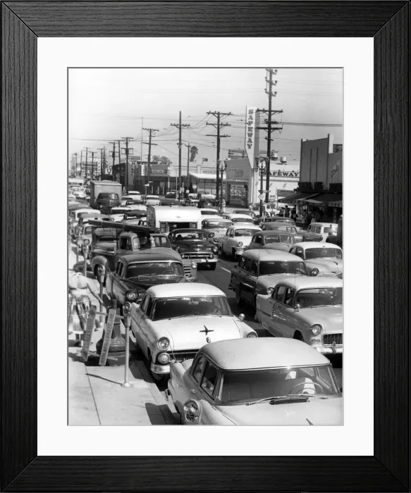 Framed Print : Traffic congestion in USA, 1950 s. Creator: Unknown Framed Print : Traffic congestion in USA, 1950 s. Creator: Unknown