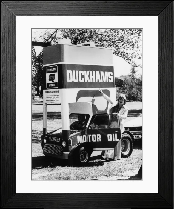Framed Print : Duckhams Mini with tv personality Keith Chegwin 1978. Creator: Unknown