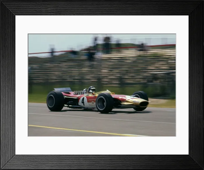 Framed Print : Lotus 49, Gold Leaf, driven by Jackie Oliver at the 1968 Dutch Grand Prix. Creator: Unknown Framed Print : Lotus 49, Gold Leaf, driven by Jackie Oliver at the 1968 Dutch Grand Prix. Creator: Unknown