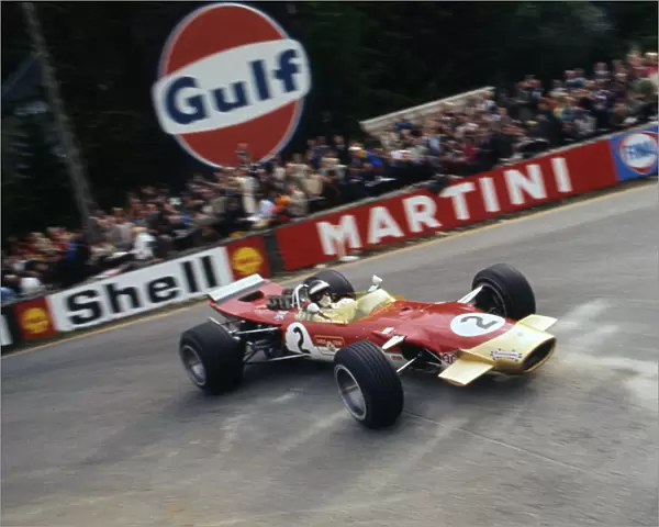 Lotus 49, Gold Leaf, driven by Jackie Oliver at the 1968 Belgian Grand Prix. Creator: Unknown