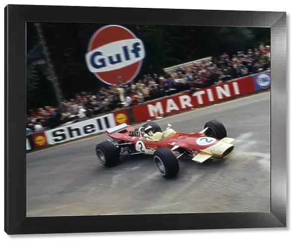 Lotus 49, Gold Leaf, driven by Jackie Oliver at the 1968 Belgian Grand Prix. Creator: Unknown