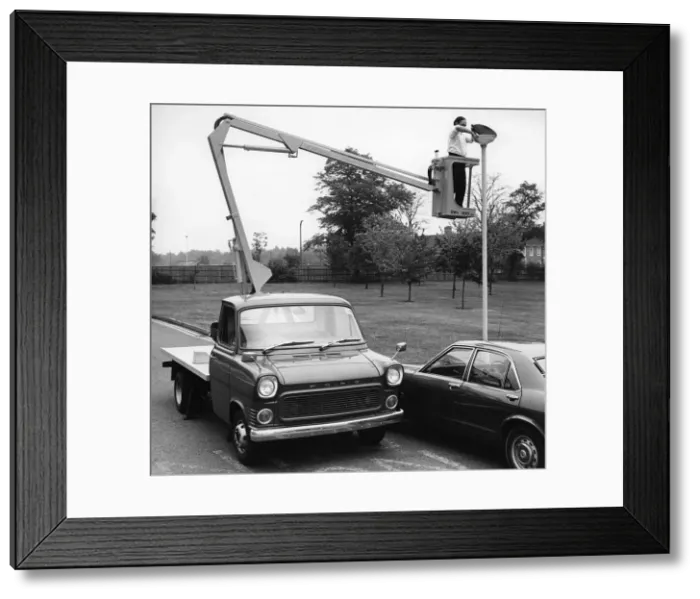 Framed Print : 1974 Ford Transit with Liftec platform. Creator: Unknown Framed Print : 1974 Ford Transit with Liftec platform. Creator: Unknown