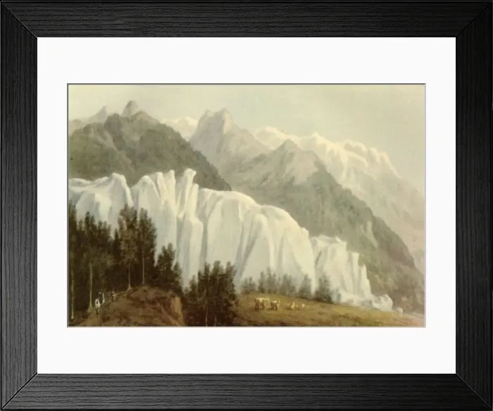 Framed Print : The Glacier des Bossons, Chamonix, 1786, (1946). Creator: John Warwick Smith Framed Print : The Glacier des Bossons, Chamonix, 1786, (1946). Creator: John Warwick Smith