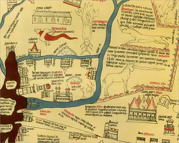 Hereford World Map, c. 1280, 1944. Creator: Richard de Bello