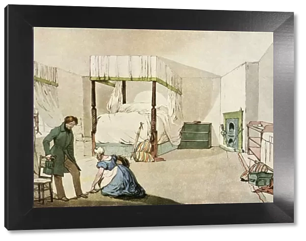A Bedroom at an Inn, 1830, (1943). Creator: Eugene Louis Lami