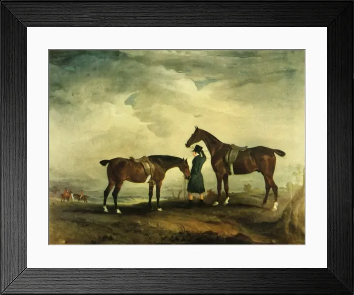 Framed Print : The Hunter and the Hack: A Typical Cob, early-mid 19th century, (1944). Creator: John Ferneley Framed Print : The Hunter and the Hack: A Typical Cob, early-mid 19th century, (1944). Creator: John Ferneley