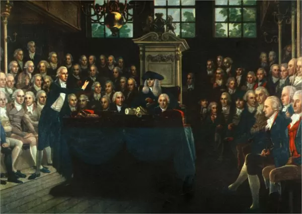 William Pitt, the Younger, Addressing the Commons, 1793, (1947). Creator: Anton Hickel