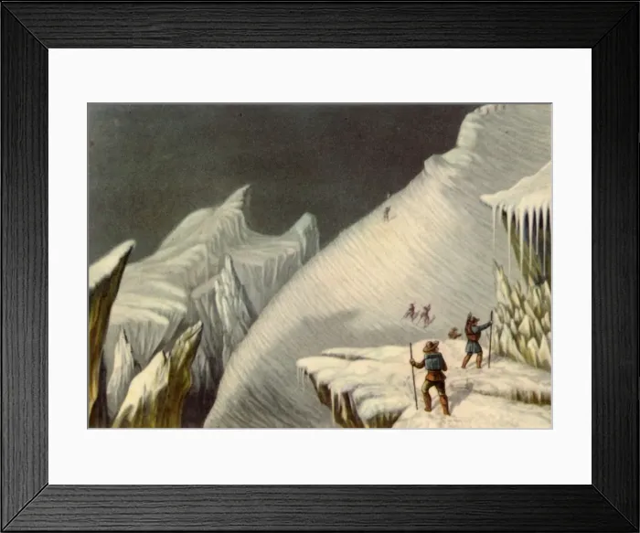 Framed Print : Stage in the ascent of Mont Blanc, c1853, (1946). Creator: George Baxter Framed Print : Stage in the ascent of Mont Blanc, c1853, (1946). Creator: George Baxter