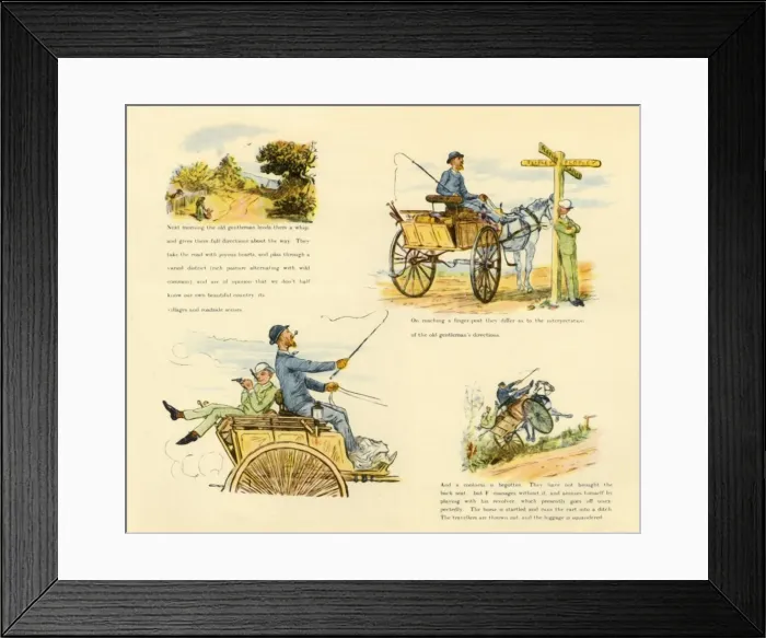 Framed Print : The Strange Adventures of a Dog-Cart, 1888, (1946). Creator: Randolph Caldecott Framed Print : The Strange Adventures of a Dog-Cart, 1888, (1946). Creator: Randolph Caldecott