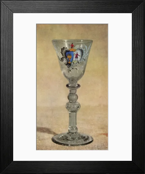 Framed Print : Wineglass painted by William Beilby, mid 18th century, (1946). Creator: Unknown Framed Print : Wineglass painted by William Beilby, mid 18th century, (1946). Creator: Unknown