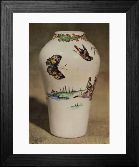 Framed Print : Bristol White-Glass Enamel-Painted Vase, 1946. Creator: Unknown Framed Print : Bristol White-Glass Enamel-Painted Vase, 1946. Creator: Unknown