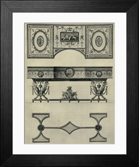 Framed Print : Design for a harpsichord by Robert Adam, 1774, (1946). Creator: Unknown Framed Print : Design for a harpsichord by Robert Adam, 1774, (1946). Creator: Unknown