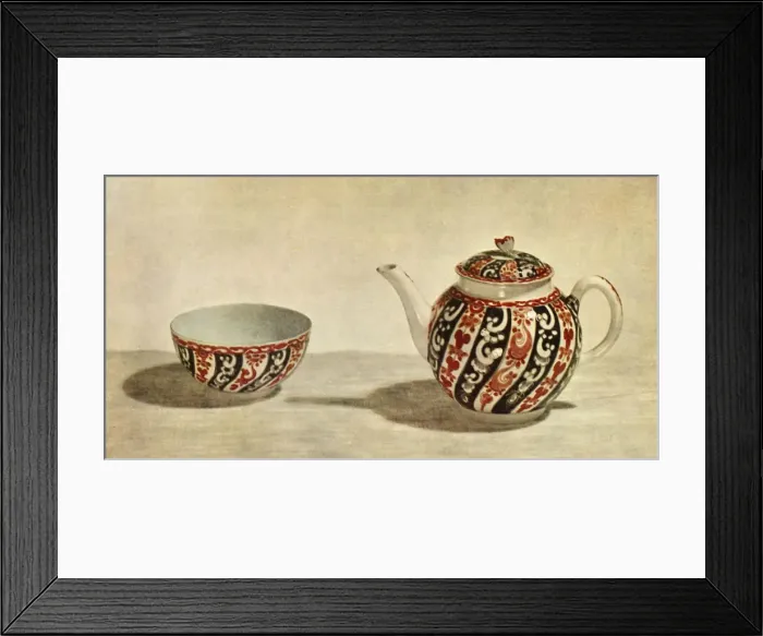 Framed Print : Worcester teapot and bowl, c1765-1770, (1944). Creator: Unknown Framed Print : Worcester teapot and bowl, c1765-1770, (1944). Creator: Unknown