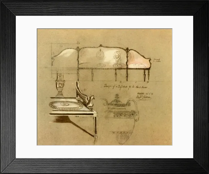 Framed Print : Design for a sofa, 1777, (1946). Creator: Robert Adam Framed Print : Design for a sofa, 1777, (1946). Creator: Robert Adam