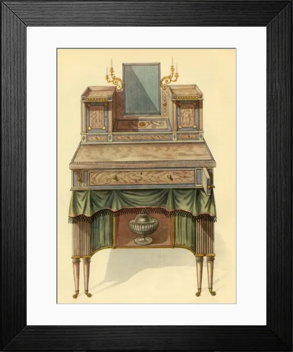 Framed Print : Dressing table in satinwood, 1804, (1946). Creator: Unknown Framed Print : Dressing table in satinwood, 1804, (1946). Creator: Unknown