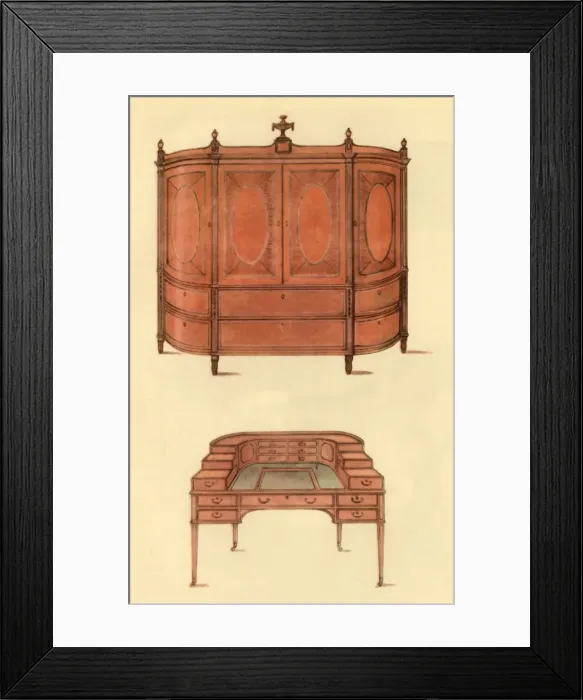 Framed Print : Design for a cupboard and desk for Carlton House, 1787, (1946). Creator: Unknown Framed Print : Design for a cupboard and desk for Carlton House, 1787, (1946). Creator: Unknown