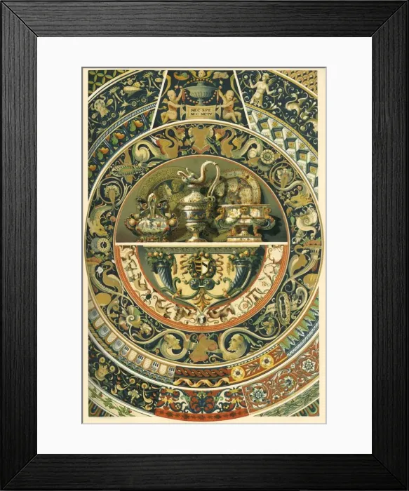Framed Print : Italian Renaissance painted ceramics, (1898). Creator: Unknown Framed Print : Italian Renaissance painted ceramics, (1898). Creator: Unknown