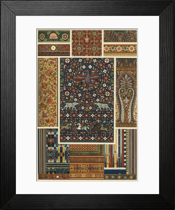 Framed Print : Indian embroidery, weaving, plaiting and lacquerwork, (1898). Creator: Unknown