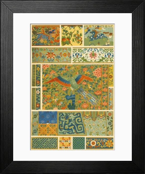 Framed Print : Chinese painting, weaving, embroidery and cloisonne, (1898). Creator: Unknown Framed Print : Chinese painting, weaving, embroidery and cloisonne, (1898). Creator: Unknown