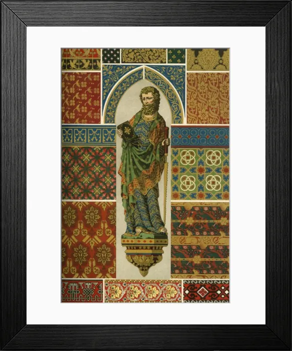 Framed Print : Medieval weaving, embroidery, enamel and painted sculpture, (1898). Creator: Unknown Framed Print : Medieval weaving, embroidery, enamel and painted sculpture, (1898). Creator: Unknown
