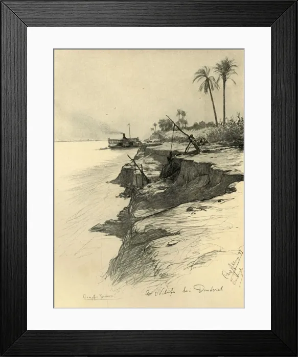 Framed Print : On the banks of the Nile at Dendera, Egypt, 1898. Creator: Christian Wilhelm Allers Framed Print : On the banks of the Nile at Dendera, Egypt, 1898. Creator: Christian Wilhelm Allers