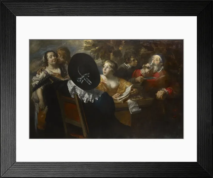 Framed Print : The merry company (The Five Senses), Mid of 17th cen Creator: Cossiers, Jan (1600-1671) Framed Print : The merry company (The Five Senses), Mid of 17th cen Creator: Cossiers, Jan (1600-1671)