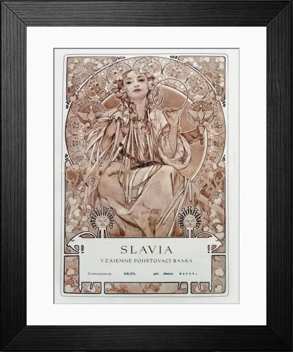 Framed Print : Insurance policy of of Slavia Insurance Company, 1942. Creator: Mucha, Alfons Marie (1860-1939) Framed Print : Insurance policy of of Slavia Insurance Company, 1942. Creator: Mucha, Alfons Marie (1860-1939)