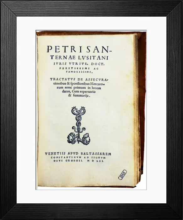 Framed Print : Tractatus de assecurationibus - the first systematic Treatise upon Insurance, 1552 Framed Print : Tractatus de assecurationibus - the first systematic Treatise upon Insurance, 1552