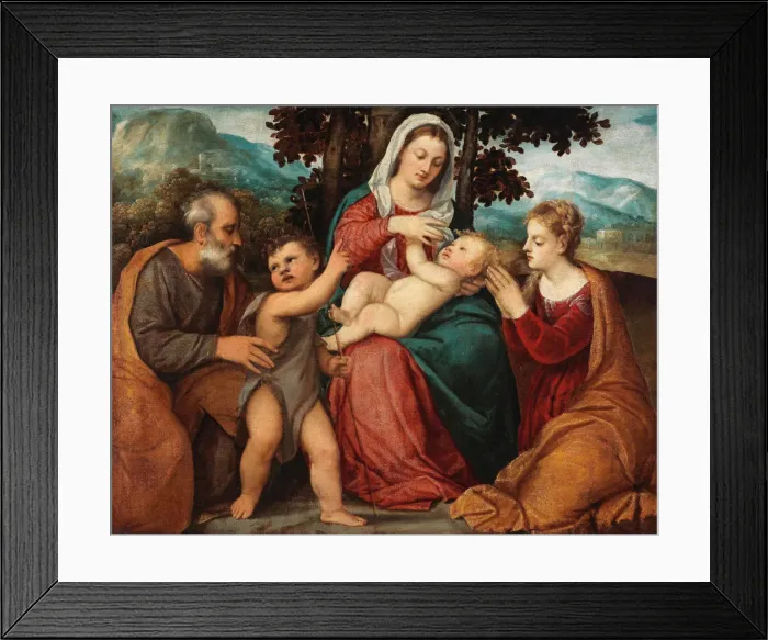 Framed Print : Holy Family with Saint John the Baptist and Saint Catherine. Creator: Veronese (de Pitati) Framed Print : Holy Family with Saint John the Baptist and Saint Catherine. Creator: Veronese (de Pitati)