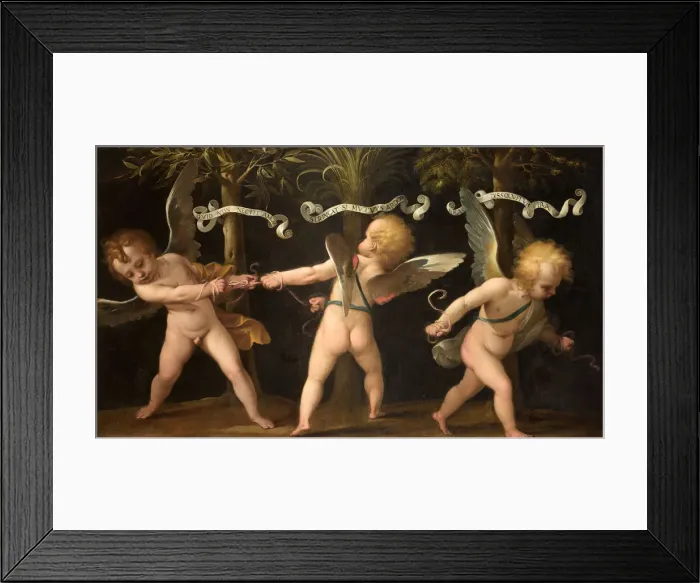 Framed Print : Allegory with winged cherubs, c. 1635. Creator: Bianchi, Isidoro (1581-1662) Framed Print : Allegory with winged cherubs, c. 1635. Creator: Bianchi, Isidoro (1581-1662)