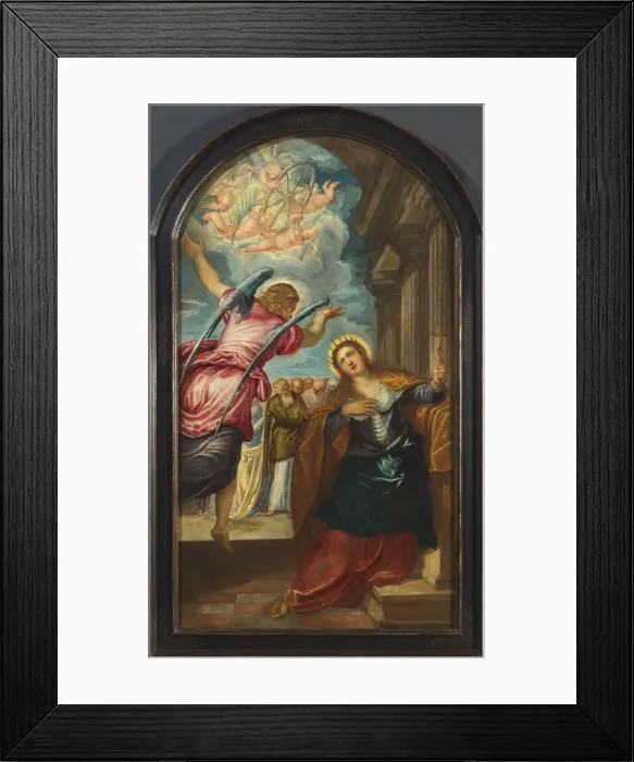 Framed Print : The Angel foretelling Saint Catherine of Alexandria of her martyrdom, 1570s. Creator: Tintoretto Framed Print : The Angel foretelling Saint Catherine of Alexandria of her martyrdom, 1570s. Creator: Tintoretto