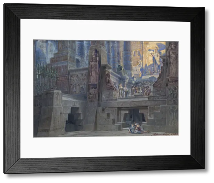 Framed Print : Set design for the Opera Aida by Giuseppe Verdi, 1923. Creator: Parravicini, Angelo (1868-1925) Framed Print : Set design for the Opera Aida by Giuseppe Verdi, 1923. Creator: Parravicini, Angelo (1868-1925)