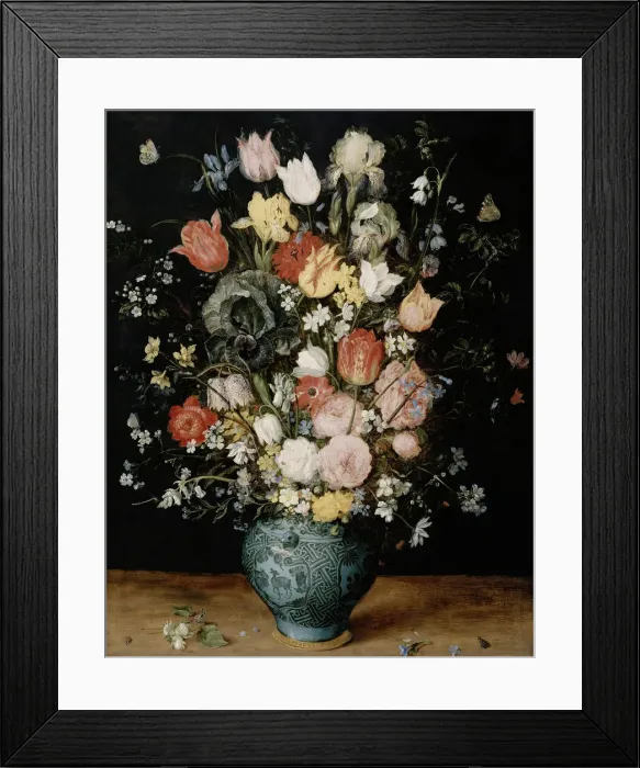 Framed Print : Flowers in blue vase, ca 1608. Creator: Brueghel, Jan, the Elder (1568-1625) Framed Print : Flowers in blue vase, ca 1608. Creator: Brueghel, Jan, the Elder (1568-1625)